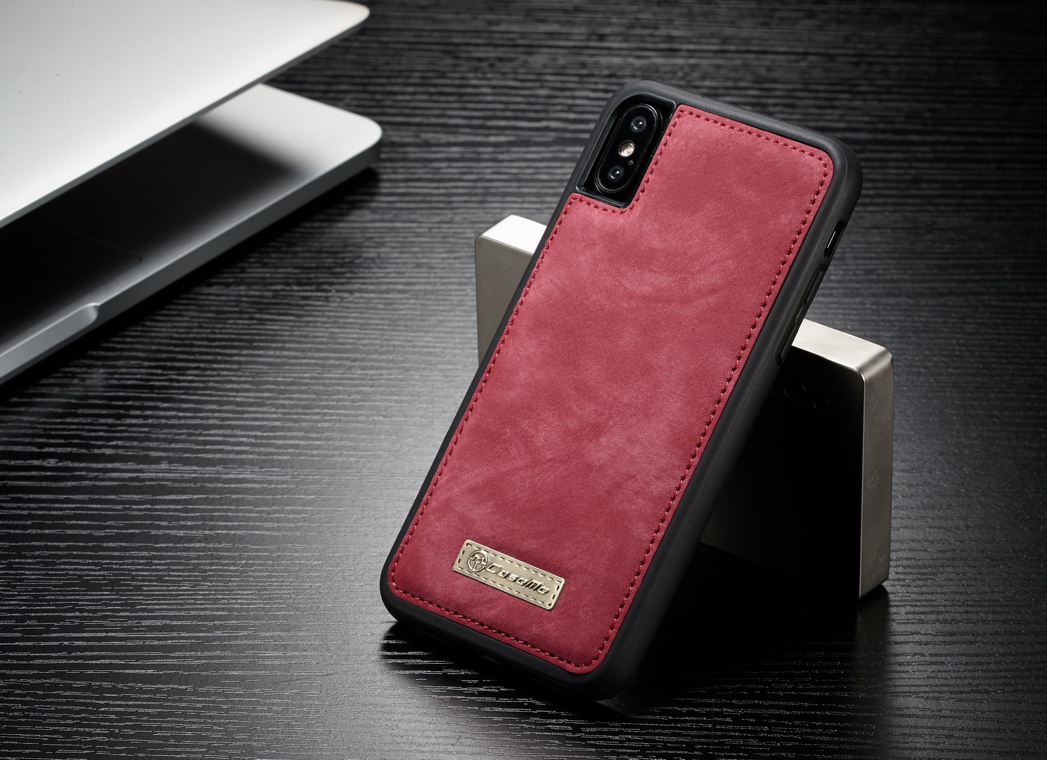 Caseme Vintage PU Leather Desmejonete la Cubierta Del Teléfono de la Billetera Múltiple 2 en 1 Para Iphone xs 5.8 Pulgadas - Rojo