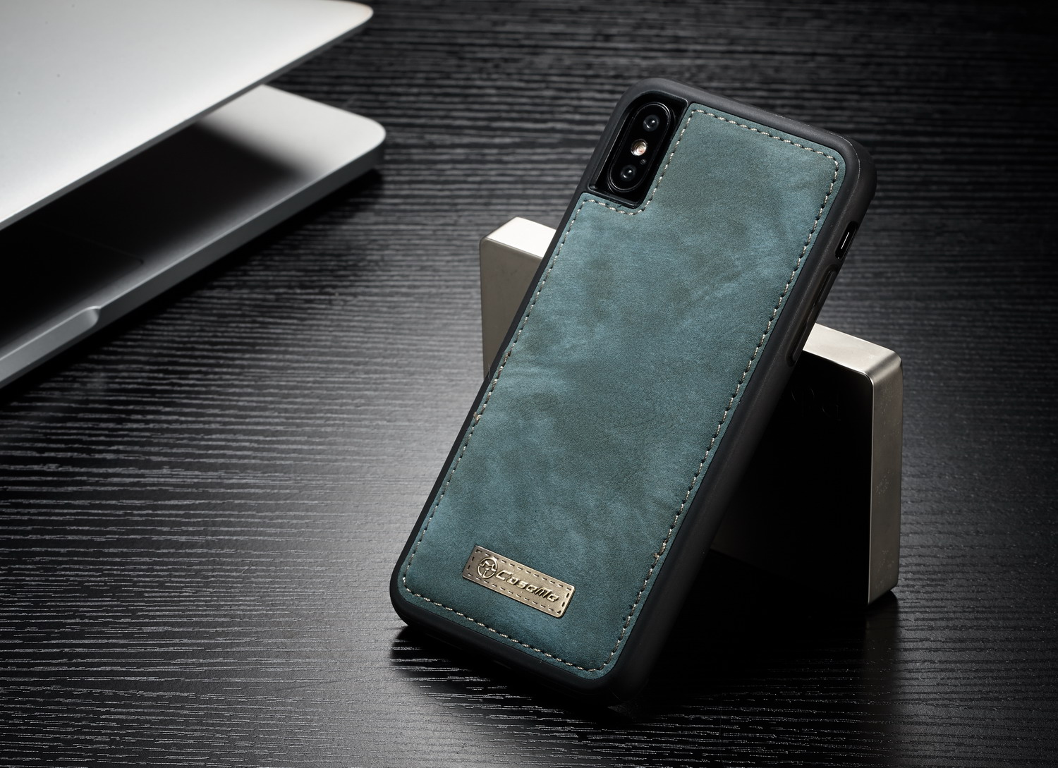 Caseme Vintage PU Leather Desmontable 2 en 1 Billetera Múltiple Billetera Cubierta de la Portada de Teléfono Móvil Para Iphone xs 5.8 Pulgadas - Marrón