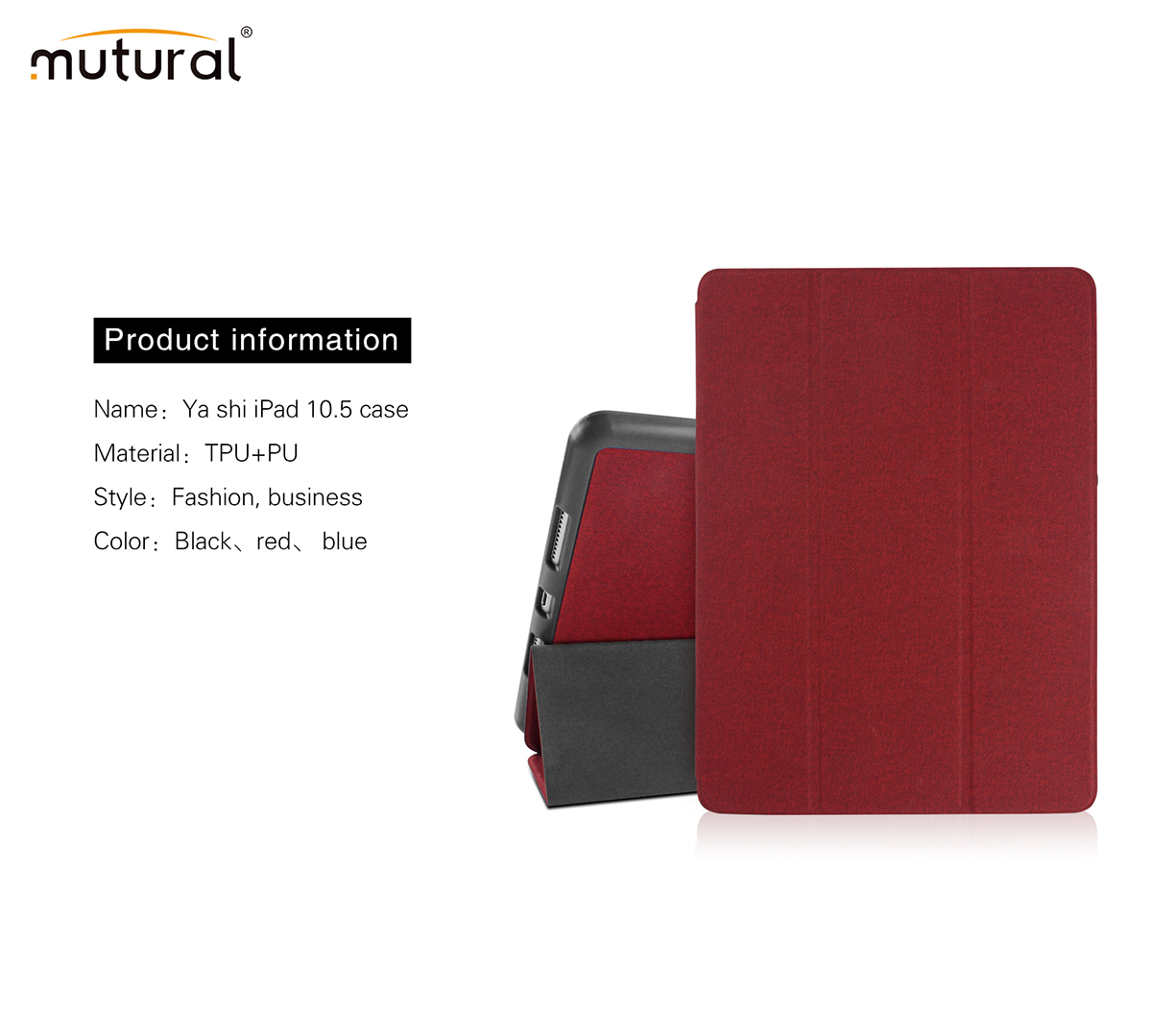 Muturat Smart Stand Jeans Texture Texture PU le Cuir pu Avec Une Fente de Stylo Pour Ipad Air 10.5 (2019) / Pro 10.5-pouces (2017) - le Noir