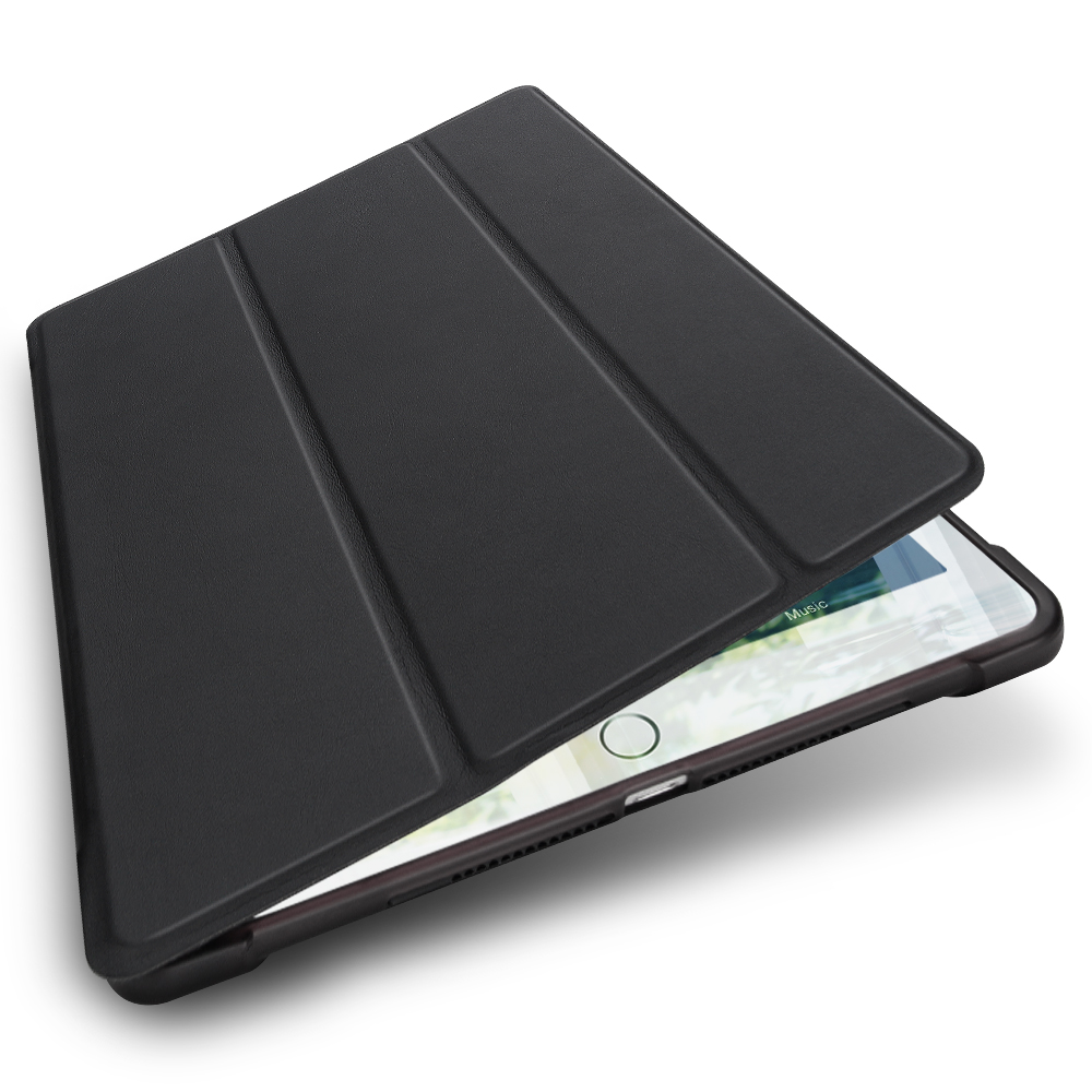 Corner Protection PU Leather TPU Back Shell Tri-fold Supar Auto Sleep/Wake Cover Con Soporte de Lápiz Para Ipad 9.7 Pulgadas (2018)/(2017) / Ipad Air 2 / iPad Air (2013) - Negro