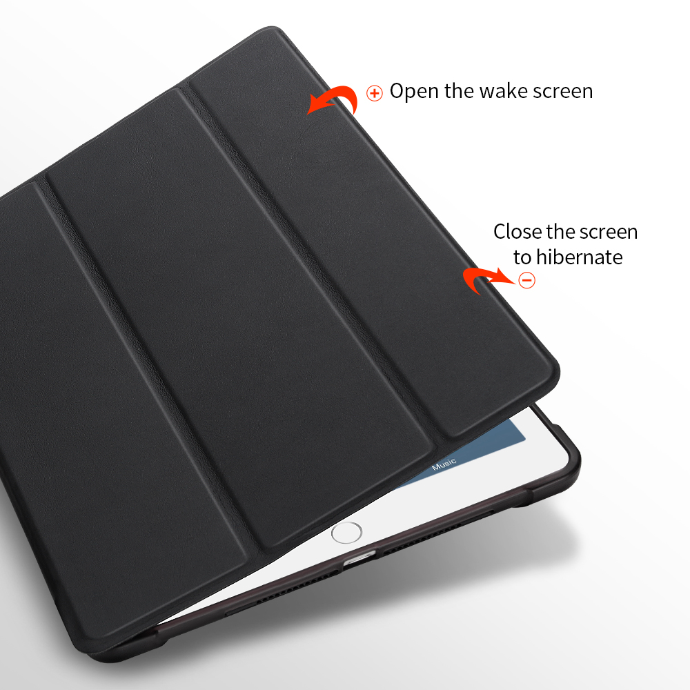 Corner Protection PU Leather TPU Back Shell Tri-fold Supar Auto Sleep/Wake Cover Con Soporte de Lápiz Para Ipad 9.7 Pulgadas (2018)/(2017) / Ipad Air 2 / iPad Air (2013) - Negro