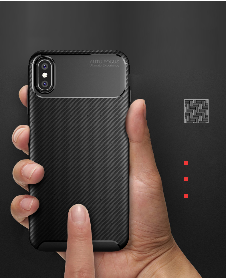 Custodia TPU Per Iphone XS Max 6,5 Pollici Serie di Scarabei in Fibra di Carbonio Protezione TPU Cover Per Cellulare - Nero