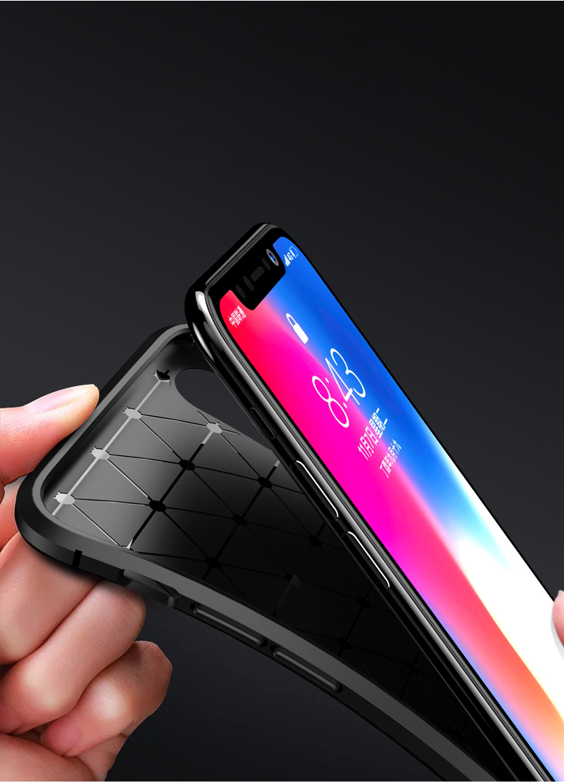 Étui TPU Pour Iphone XS Max 6,5 Pouces Série de Coléoptères en Fibre de Carbone TPU Protection Mobile Téléphone - le Noir