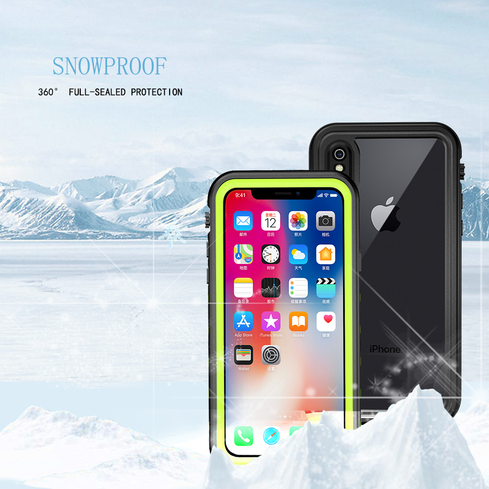 Redpepper Dot + Série Transparent Dos à Poussière de Neige à Neige IP68 Étui Imperméable Pour Iphone XS Max 6,5 Pouces - Tout Noir