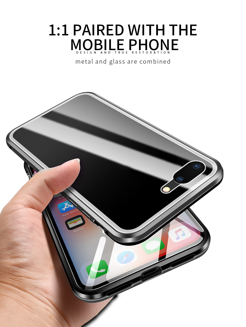 Magnetrahmen Gehärtetes Glas Telefon Shell Allround-Vollschutz Für IPhone 8 Plus / 7 Plus 5,5 Zoll - Silber-