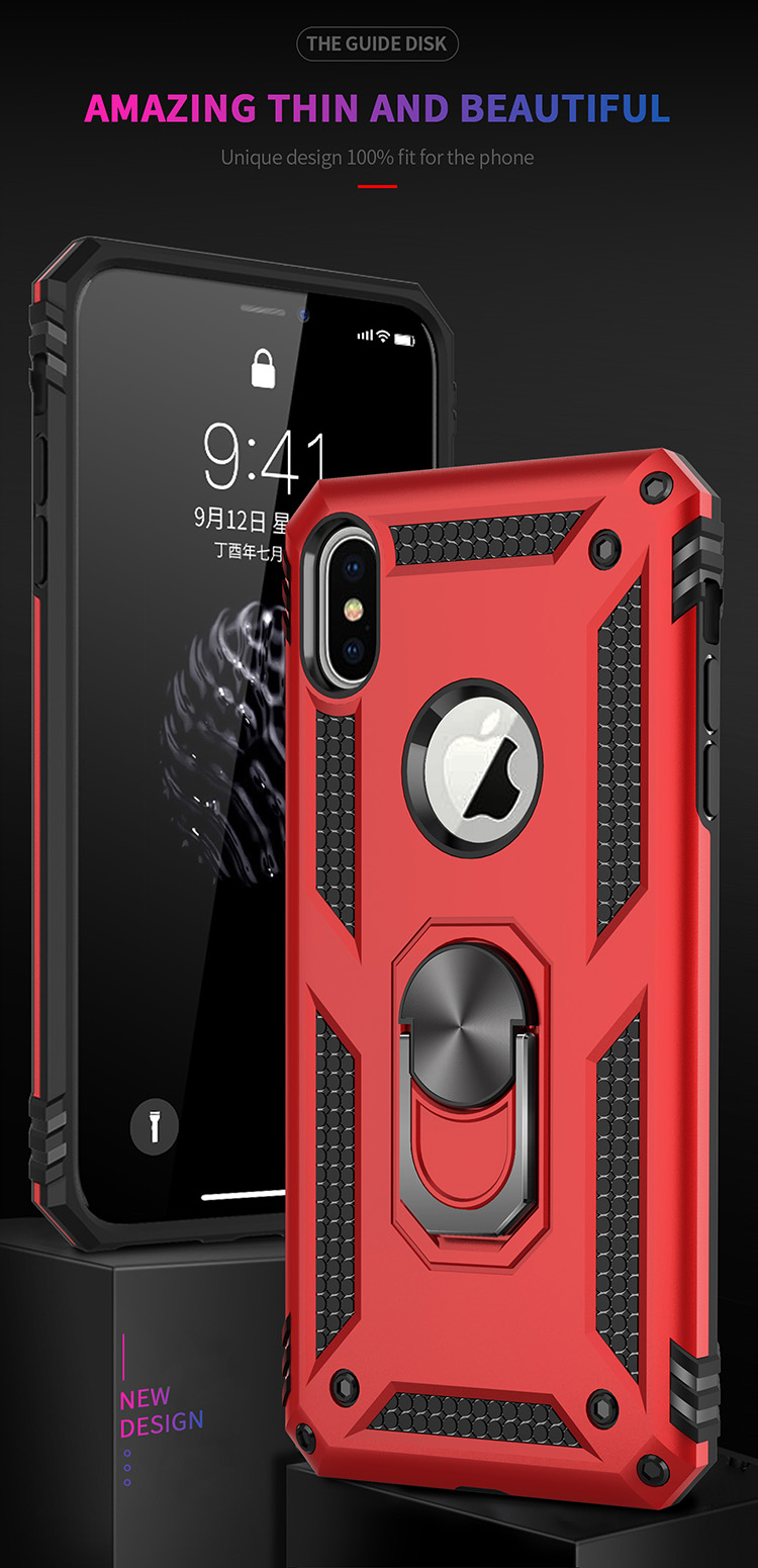 Armor PC TPU Hybrid Telep Cosque Con Kickstand Para Iphone XS Max 6.5 Pulgadas - Negro