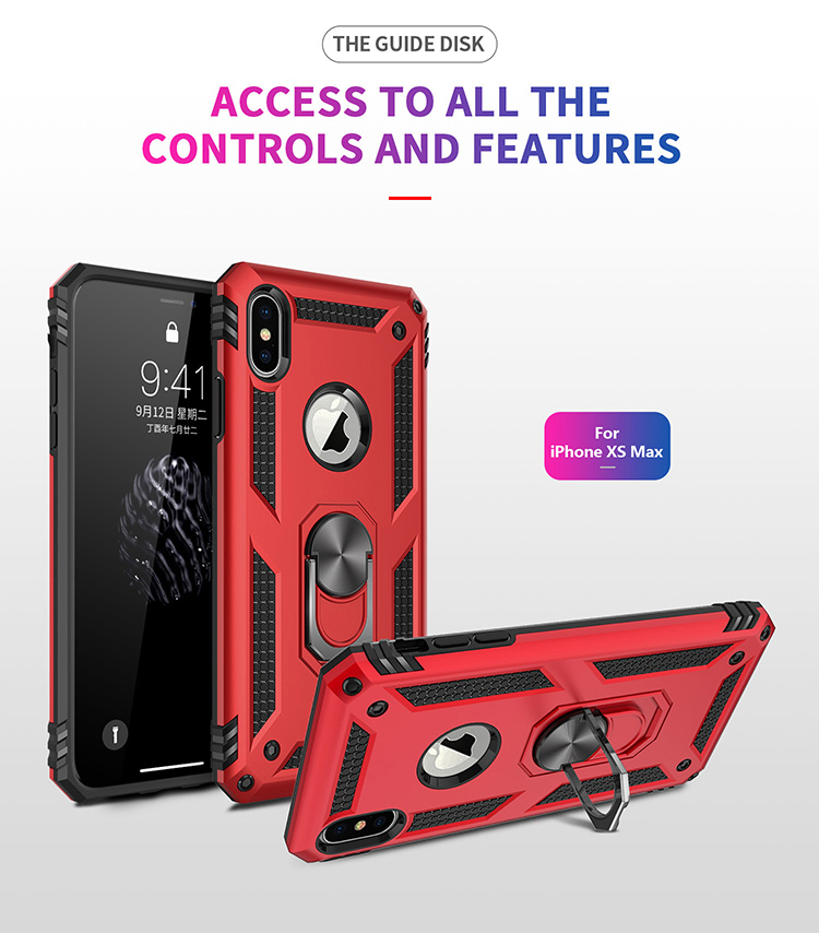 Armor PC TPU Hybrid Telep Cosque Con Kickstand Para Iphone XS Max 6.5 Pulgadas - Negro