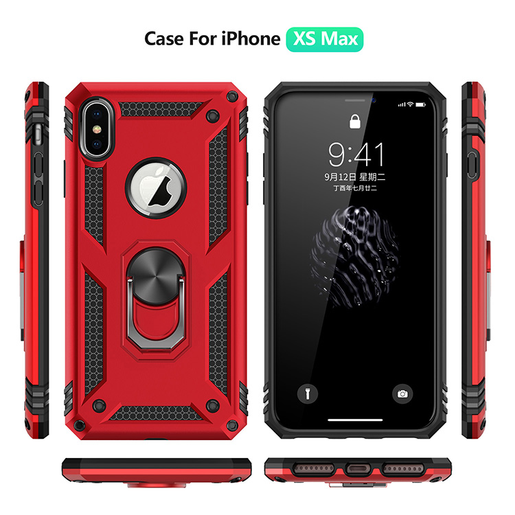 Armour PC TPU Hybrid Telefone Casting Com Kickstand Para Iphone XS Max 6,5 Polegadas - Preto