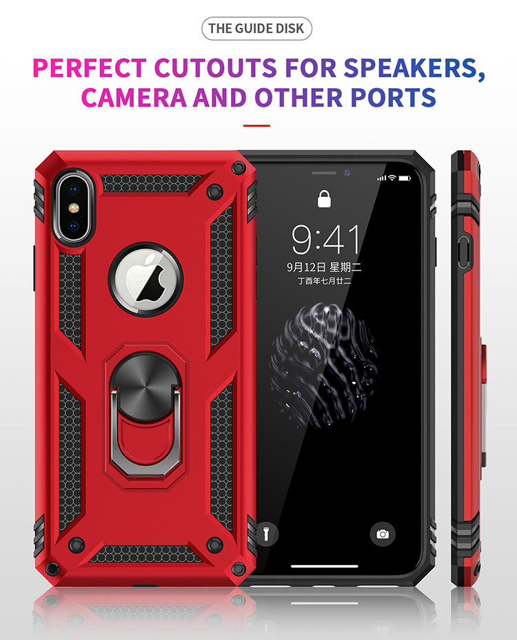 Armatura PC TPU Hybrid Phone Casing Con Cavalletto Per Iphone XS Max 6,5 Pollici - Nero