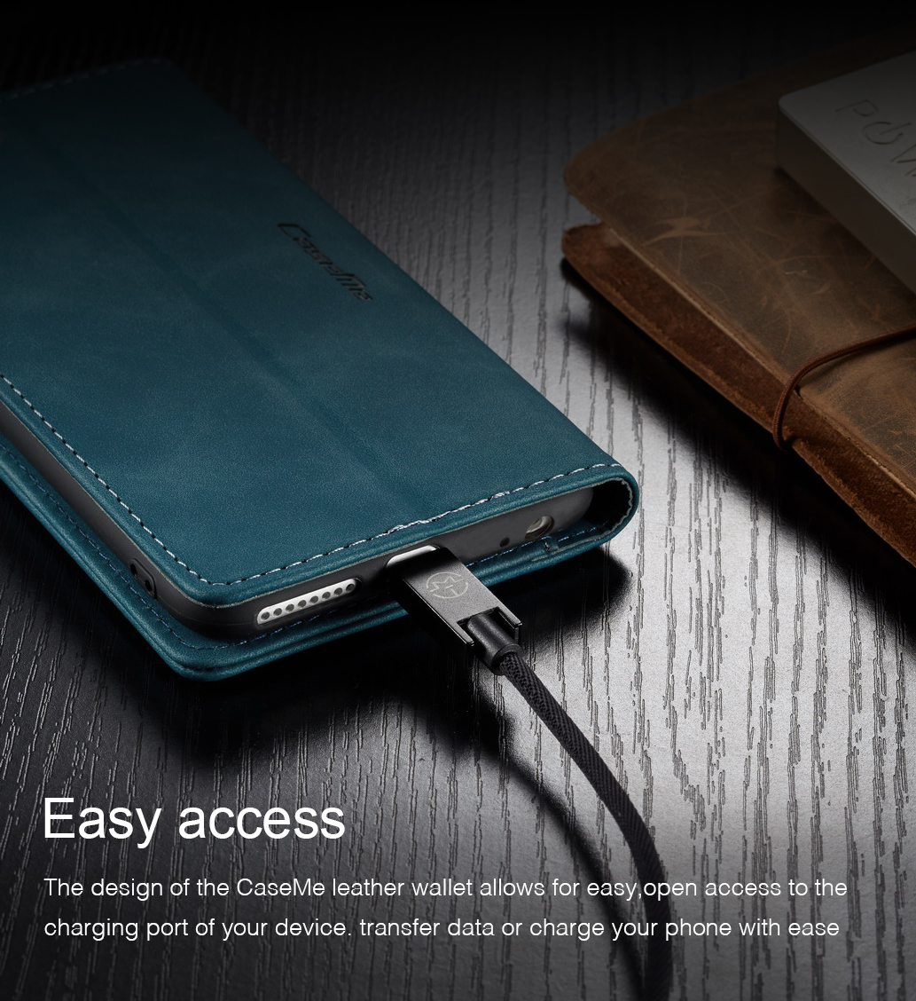 Caseme 013 Série Auto-absorbed PU le Cuir Wallet Stand Pour Iphone 6s Plus / 6 Plus 5,5 Pouces - Kaki