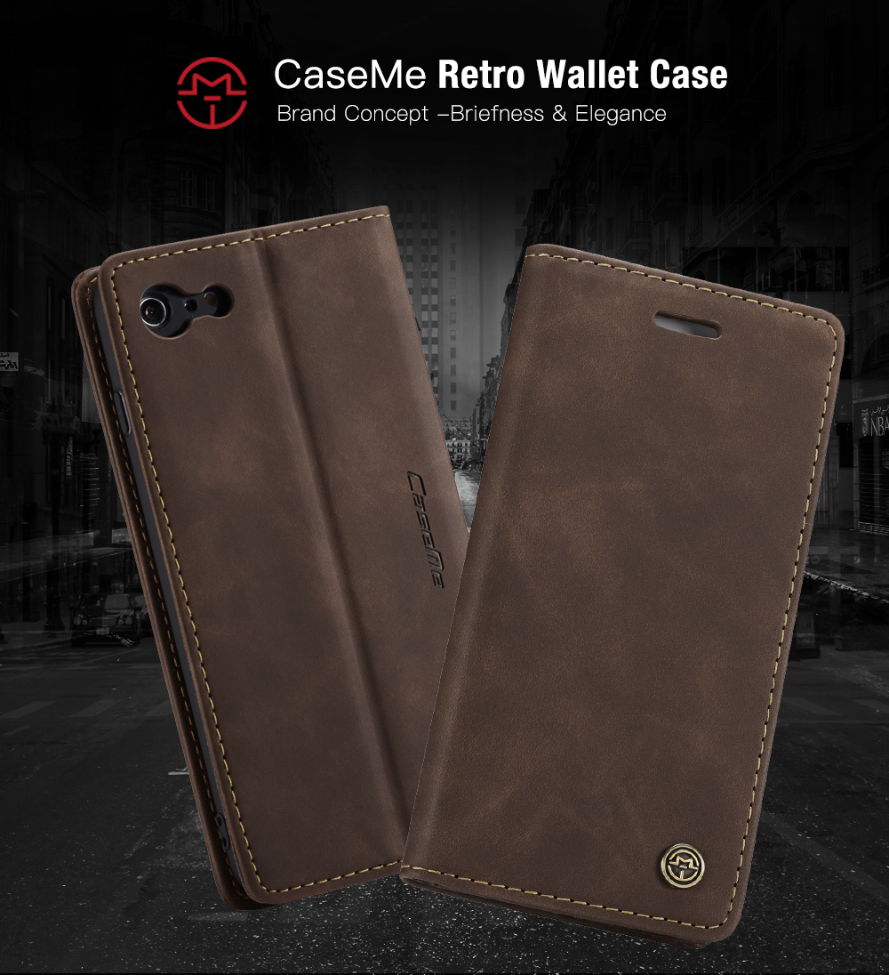 Serie Caseme 013 Custodia Per Portafogli in Pelle PU Assorbita Automatica Per Iphone 6s / 6 4,7 Pollici - Caffè