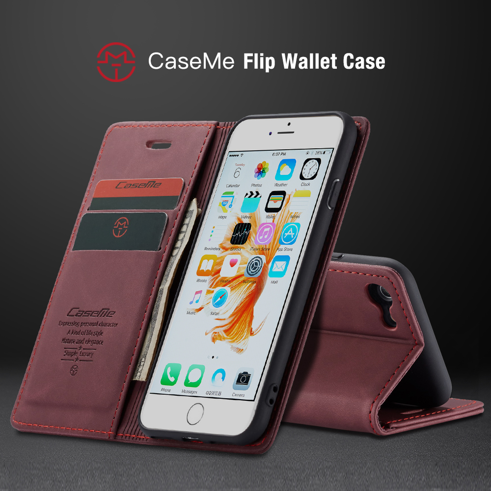 Caseme 013 Серия Серии Автоматически Поглощенной Кожаной Кошельки PU Для Iphone 6s / 6 4,7 Дюйма - Кофе