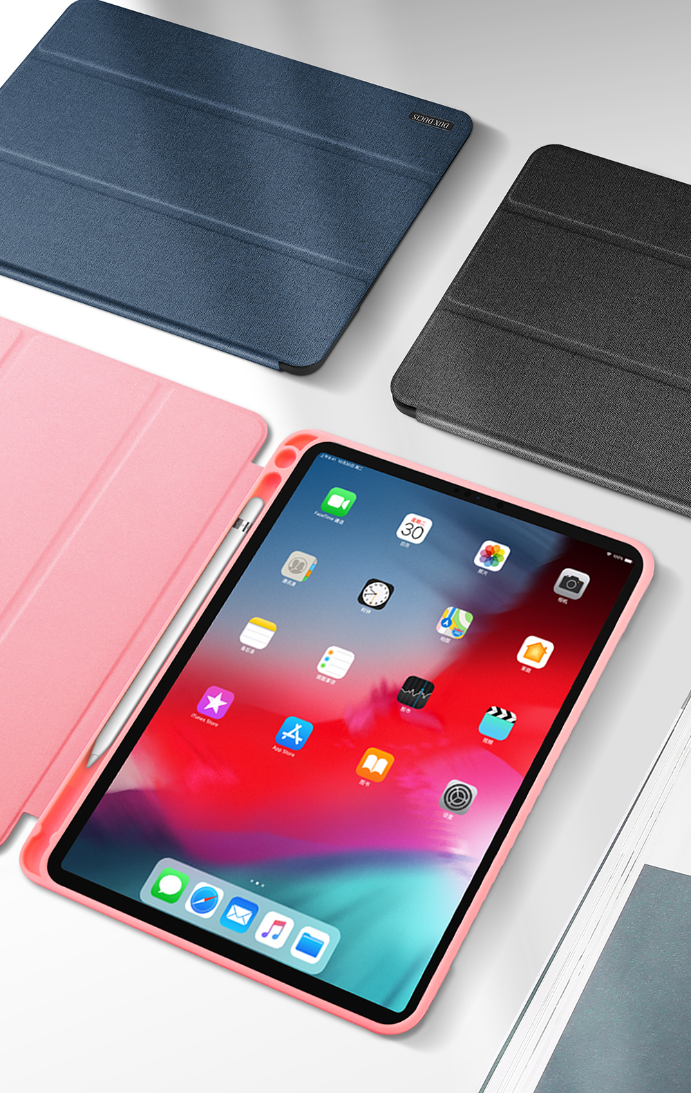 Dux Ducis Domo Series Tri-tri-style Стенд Smart Wake/Sleep Ceather Для Apple Ipad Mini (2019) 7,9 Дюйма - Черный