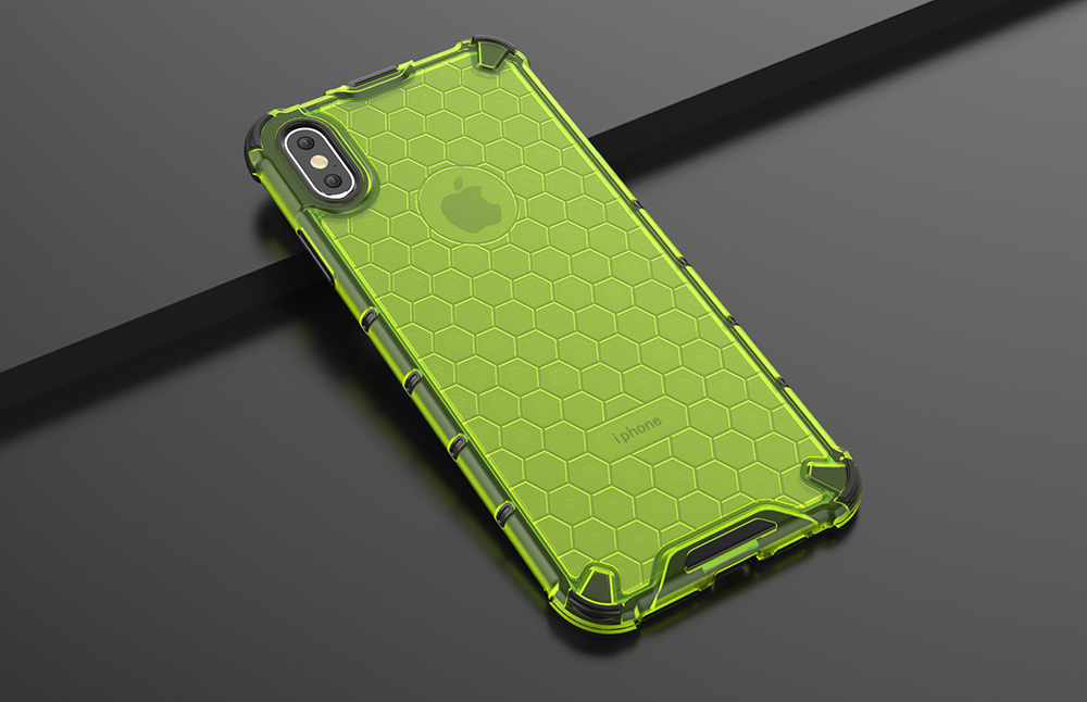 Assorbitore di Shock Honeycomb TPU + PC Hybrid Back Mobile Shell Cover Per Iphone XS Max 6,5 Pollici - Verde