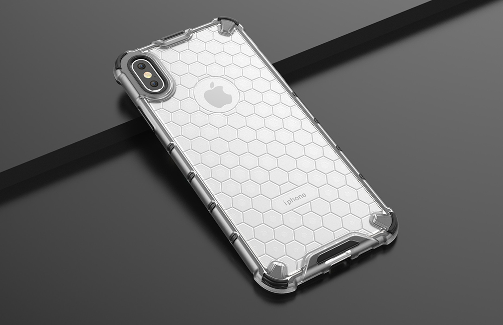 Assorbitore di Shock Honeycomb TPU + PC Hybrid Back Mobile Shell Cover Per Iphone XS Max 6,5 Pollici - Grigio