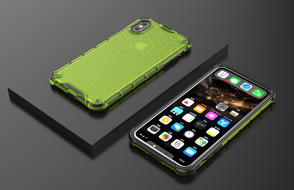 Wabenschock -stoßdämpfer TPU + PC Hybrid Back Mobile Shell Cover Für Iphone XS Max 6,5 Zoll - Grün