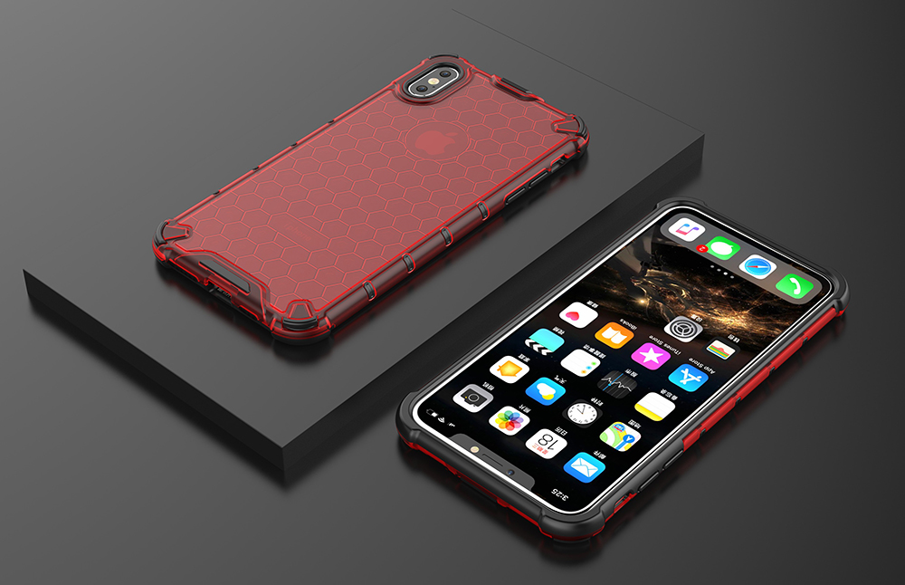 Wabenschock -stoßdämpfer TPU + PC Hybrid Back Mobile Shell Cover Für Iphone XS Max 6,5 Zoll - Grün