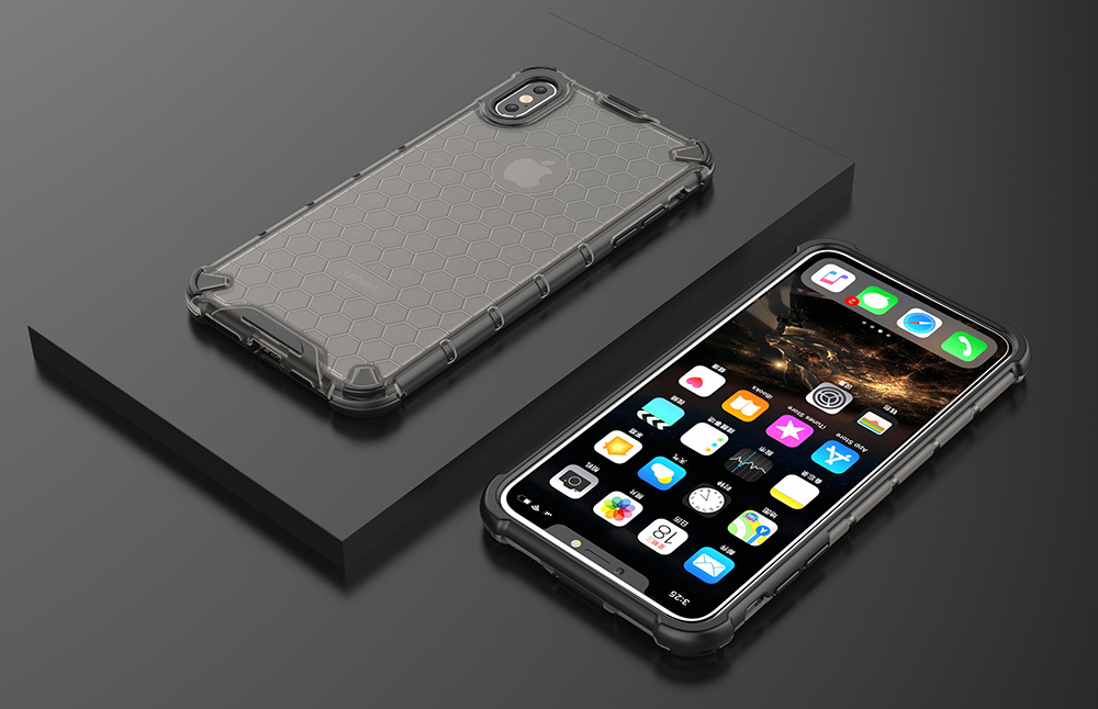 Assorbitore di Shock Honeycomb TPU + PC Hybrid Back Mobile Shell Cover Per Iphone XS Max 6,5 Pollici - Grigio