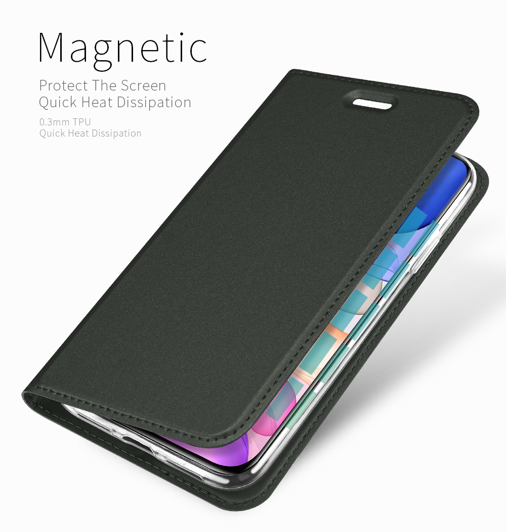 Dux Ducis Skin Pro Series Magnétique PU en Cuir pu Stand Folio Téléphone Avec Support de Carte Pour Iphone 11 6,1 Pouces (2019) - le Noir