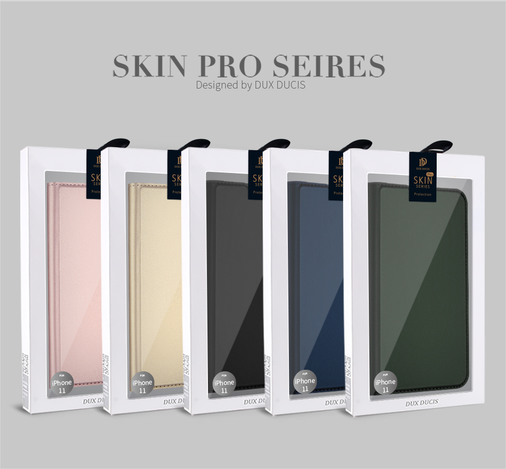 Dux Ducis Skin Pro Series Magnétique PU en Cuir pu Stand Folio Téléphone Avec Support de Carte Pour Iphone 11 6,1 Pouces (2019) - le Noir