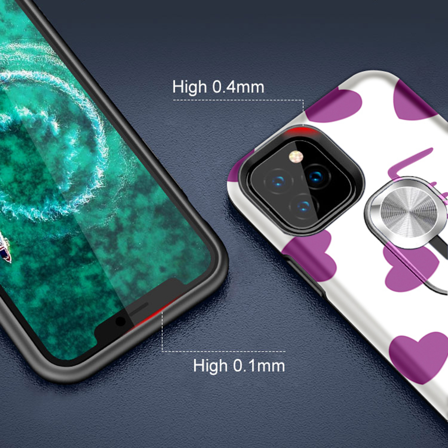 UV Light Color-changing Flower Pattern TPU+PC Phone Case with Finger Ring for iPhone 11 Pro 5.8 inch (2019) - Lucky-8