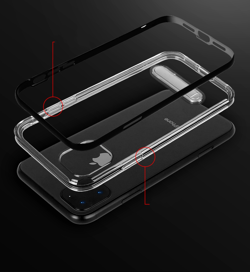 Hybrid Clear Back PC + TPU Kickstand Phone Case Shell for iPhone (2019) 6.1-inch - Gold-2