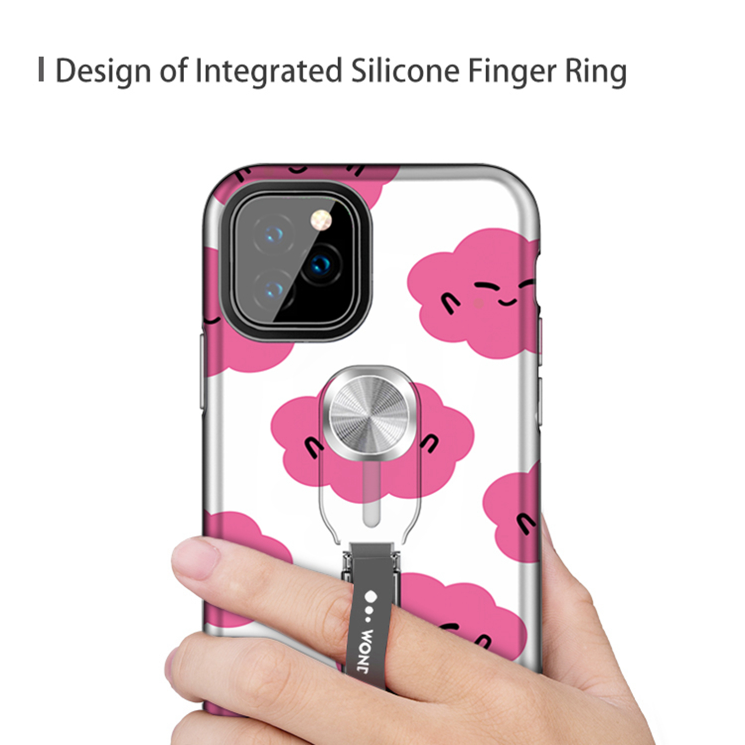 Color-changing Pattern Printing Kickstand Hybrid Case with Finger Ring Holder for iPhone 11 Pro Max 6.5 inch (2019) - Cloud-6