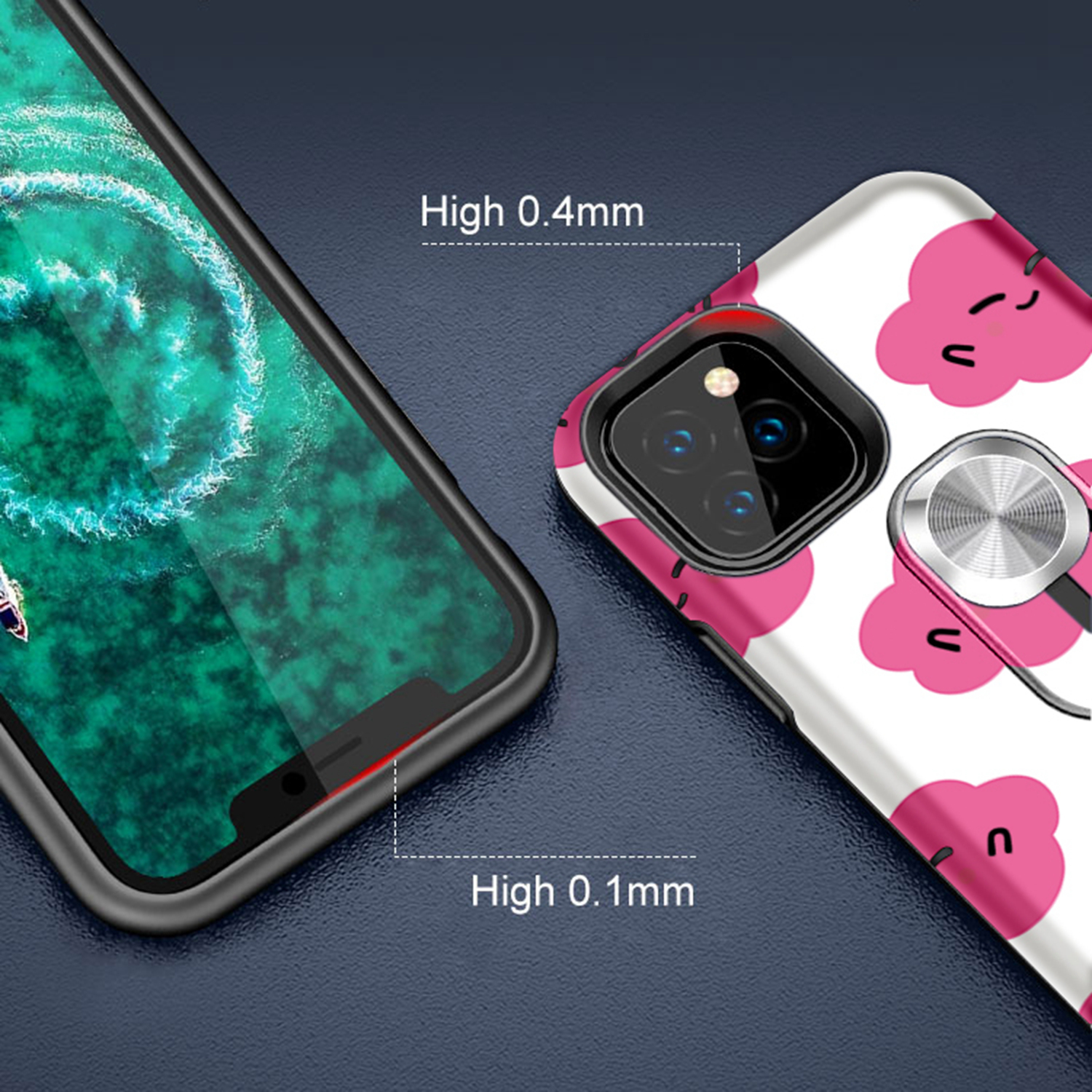 Color-changing Pattern Printing Kickstand Hybrid Case with Finger Ring Holder for iPhone 11 Pro Max 6.5 inch (2019) - Cloud-8