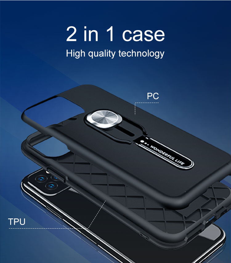 Магнитный Держатель Кольца Магнитного Монтажа Kickstand TPU + PC Hybrid Phone Case Для Iphone 11 6,1-дюймовый (2019) - Золото