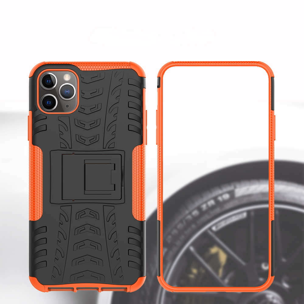 Cool Tire Pattern PC + TPU Hybrid Phone Cope с Kickstand Для Iphone 11 Pro Max 6,5 Дюйма (2019) - Все Черное