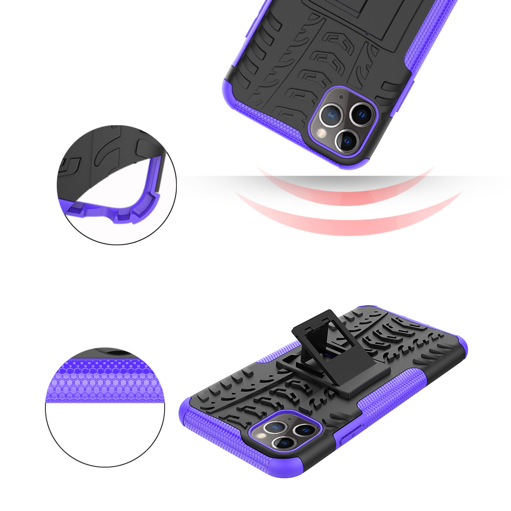 Cool Tire Pattern PC + TPU Hybrid Téléphone Couverture Avec Kickstand Pour Iphone 11 Pro Max 6,5 Pouces (2019) - Tout Noir