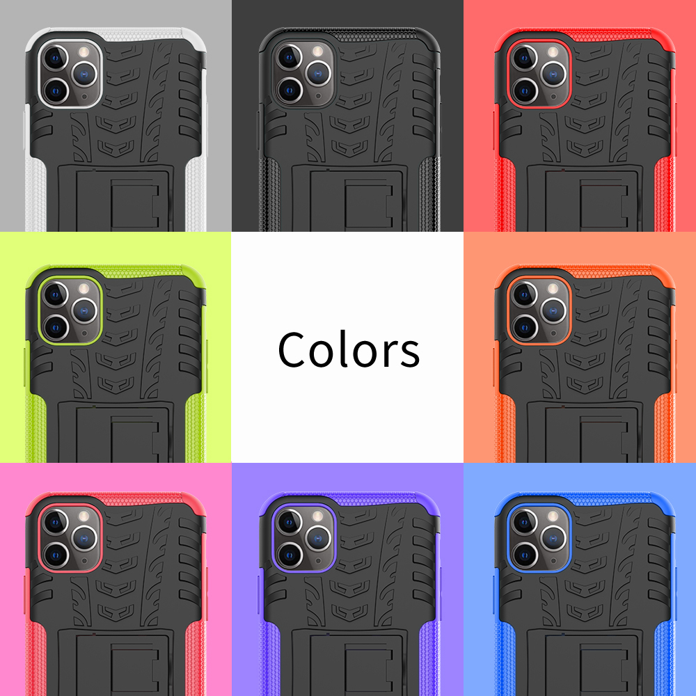 Cool Tire Pattern PC + TPU Hybrid Téléphone Couverture Avec Kickstand Pour Iphone 11 Pro Max 6,5 Pouces (2019) - Tout Noir