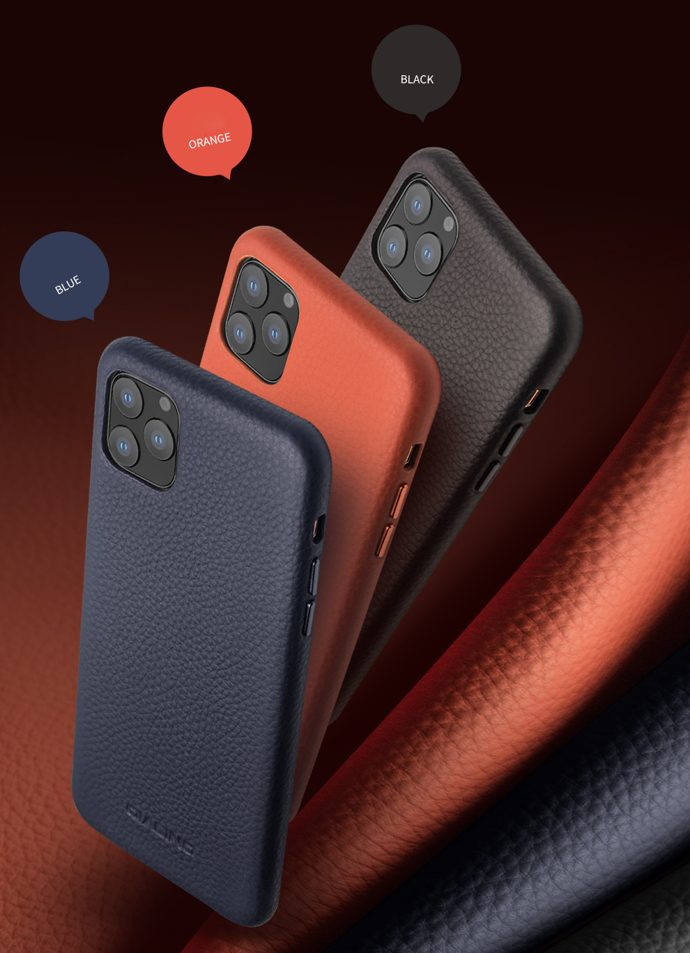 Qialino Litchi Texture Case de Cuero Genuino Para Iphone 11 Pro 5.8 Pulgadas (2019) - Negro