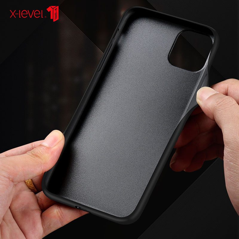 X-legle Nível Vintage PU Concaminhe o Celular TPU Capa Para Iphone 11 de 6,1 Polegadas - Castanho