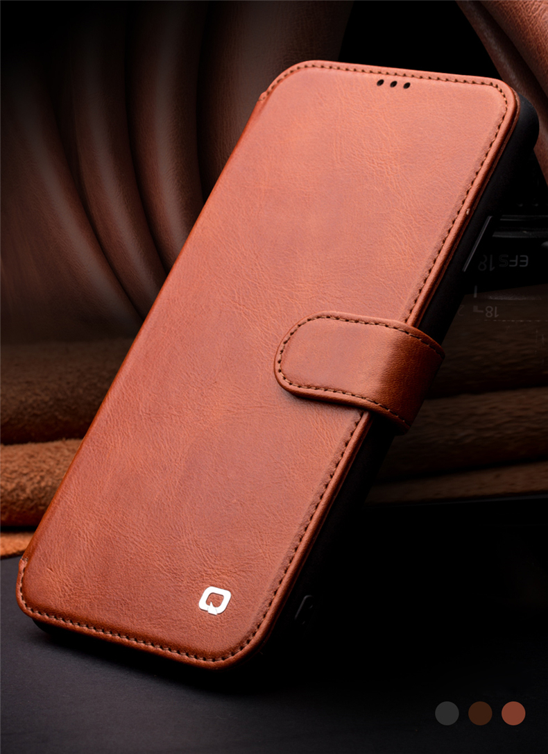 Capa de Capa de Carteira de Couro Qialino Para Iphone 11 Pro 5,8 Polegadas - Café