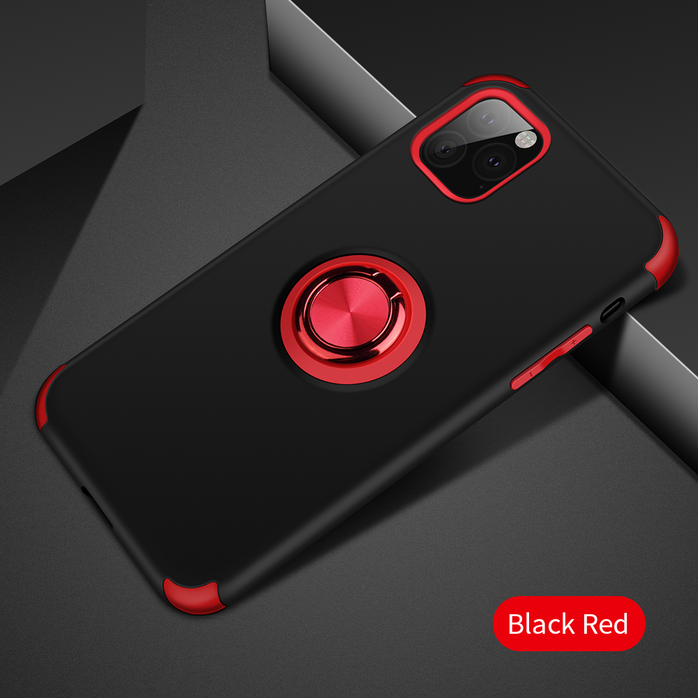 Anel de Dedo Kickstand Destacável PC + TPU Caso Híbrido (folha de Metal Magnético Embutido) Para Iphone 11 Pro Máximo 6,5 Polegadas (2019) - Vermelho