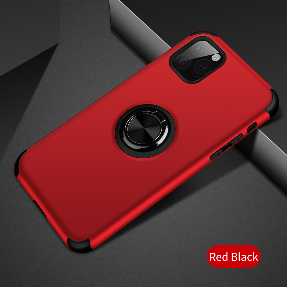 Anel de Dedo Kickstand Destacável PC + TPU Caso Híbrido (folha de Metal Magnético Embutido) Para Iphone 11 Pro Máximo 6,5 Polegadas (2019) - Vermelho