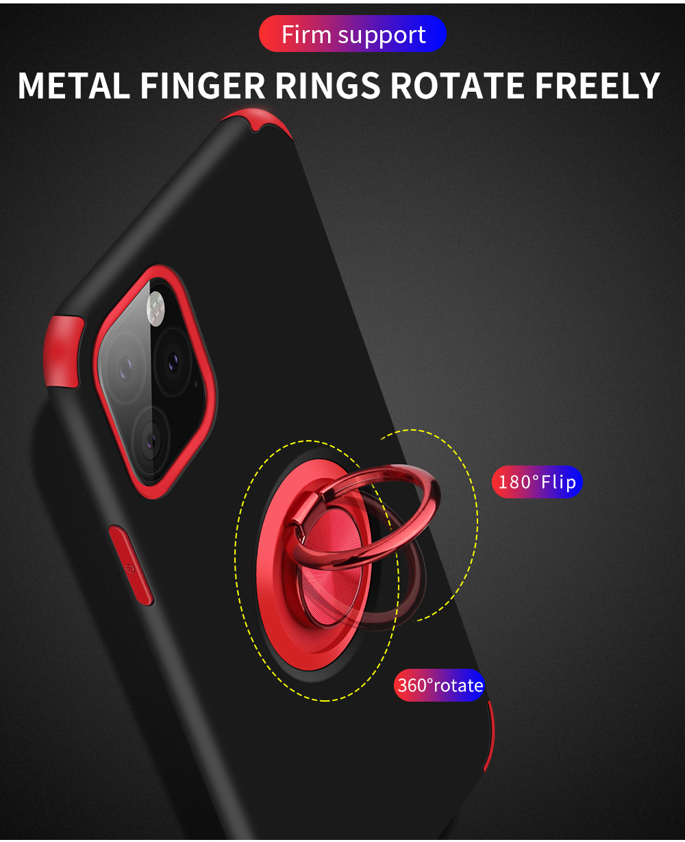 Abnehmbarer PC + Tpu-hybrid-hülle Von Fingerring (eingebauter Magnetmetallblech) Für Iphone 11 Pro Max 6,5 Zoll (2019) - Rot