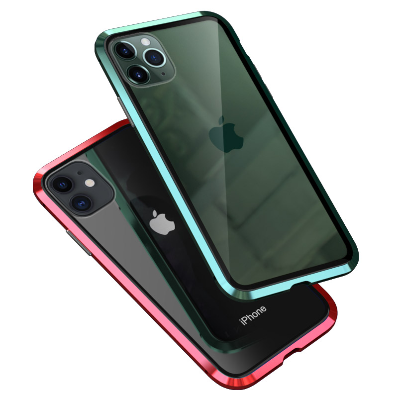 Luphie Magnetic Adsorption Mode Modische Anti-kratzer-zwei-seiten-glasmetallrahmen Telefon-telefonhülle Für Iphone 11 6,1 Zoll - Schwarz