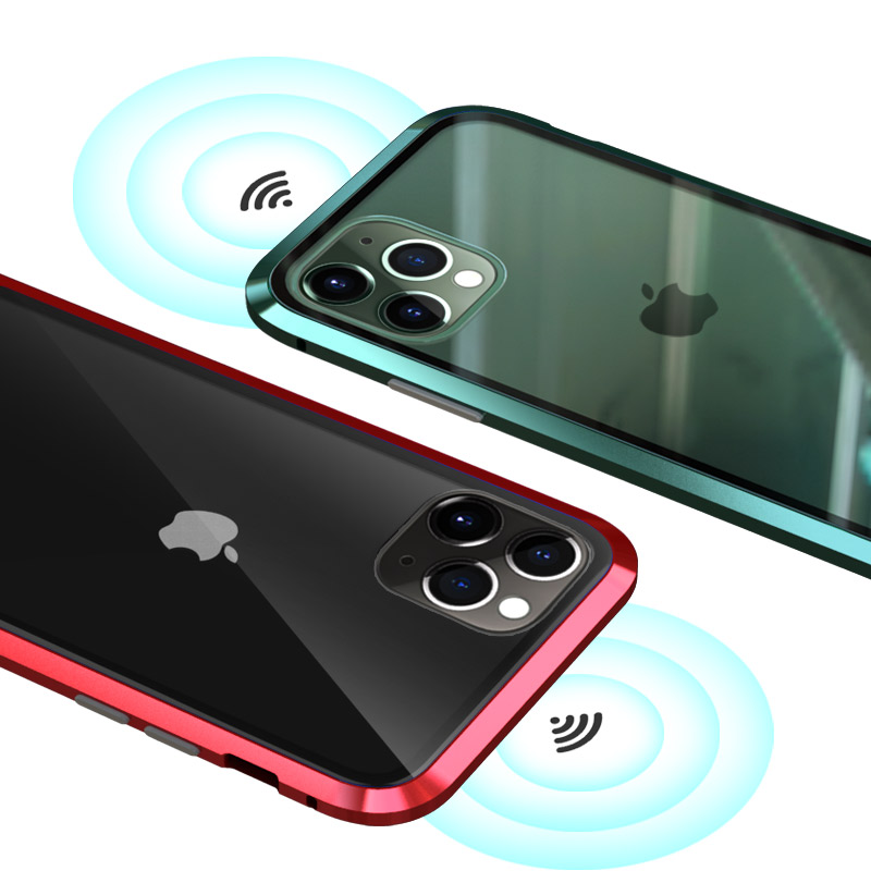 Luphie Magnetic Adsorption Mode Modische Anti-kratzer-zwei-seiten-glasmetallrahmen Telefon-telefonhülle Für Iphone 11 6,1 Zoll - Schwarz