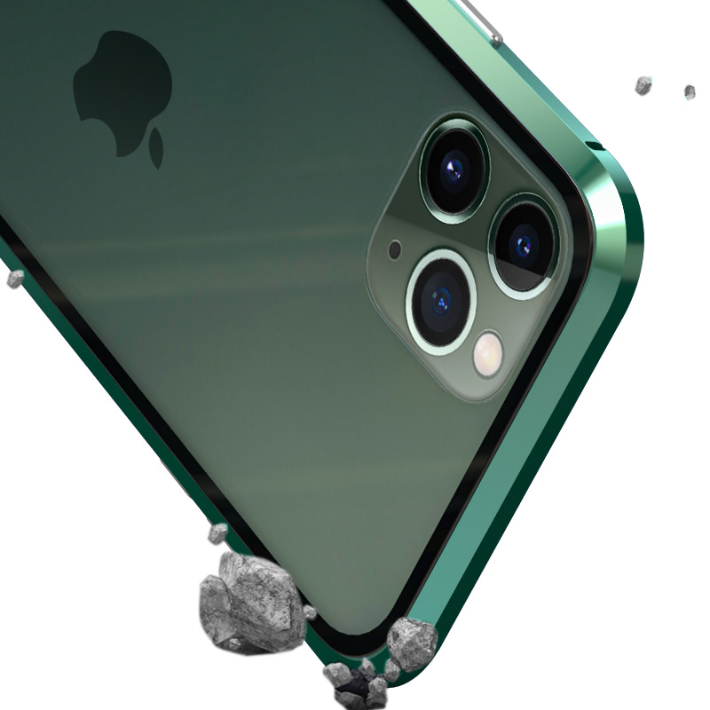 Luphie Magnetic Adsorption Mode Modische Anti-kratzer-zwei-seiten-glasmetallrahmen Telefon-telefonhülle Für Iphone 11 6,1 Zoll - Schwarz