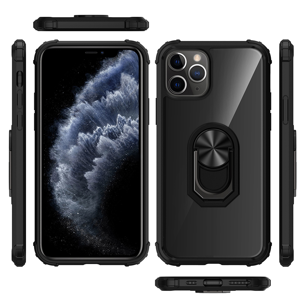 Shelder du Support de Bague Acrylique TPU Shell Téléphonique Hybride Pour Iphone 11 Pro 5,8 Pouces - Tout Noir