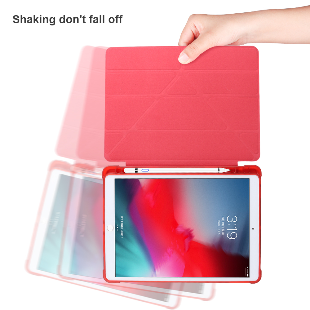 Funda De Cuero Inteligente De Origami [con La Absorción De Golpes TPU / Groove De Almacenamiento De Lápiz Apple] Para IPad 10.2 (2021) / (2020) / (2019) / IPad Air 10.5 Inch (2019) / IPad Pro 10.5-Inch (2017) - Negro