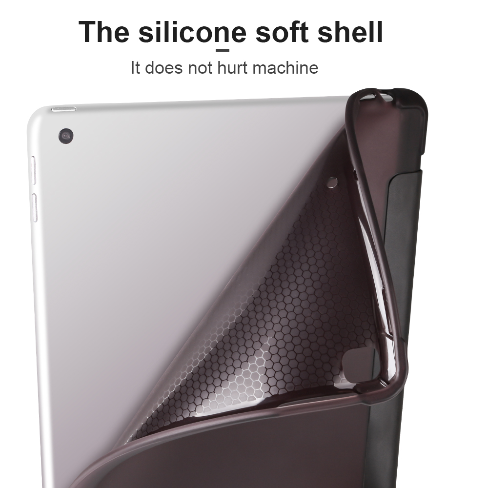 Caso De Couro Inteligente De Origami [com Absorção De Choque TPU / Groove De Armazenamento De Lápis De Apple] Para IPad 10.2 (2021) / (2020) / (2019) / IPad Air 10,5 Polegadas (2019) / Ipad Pro 10,5 Polegadas (2017) - Preto