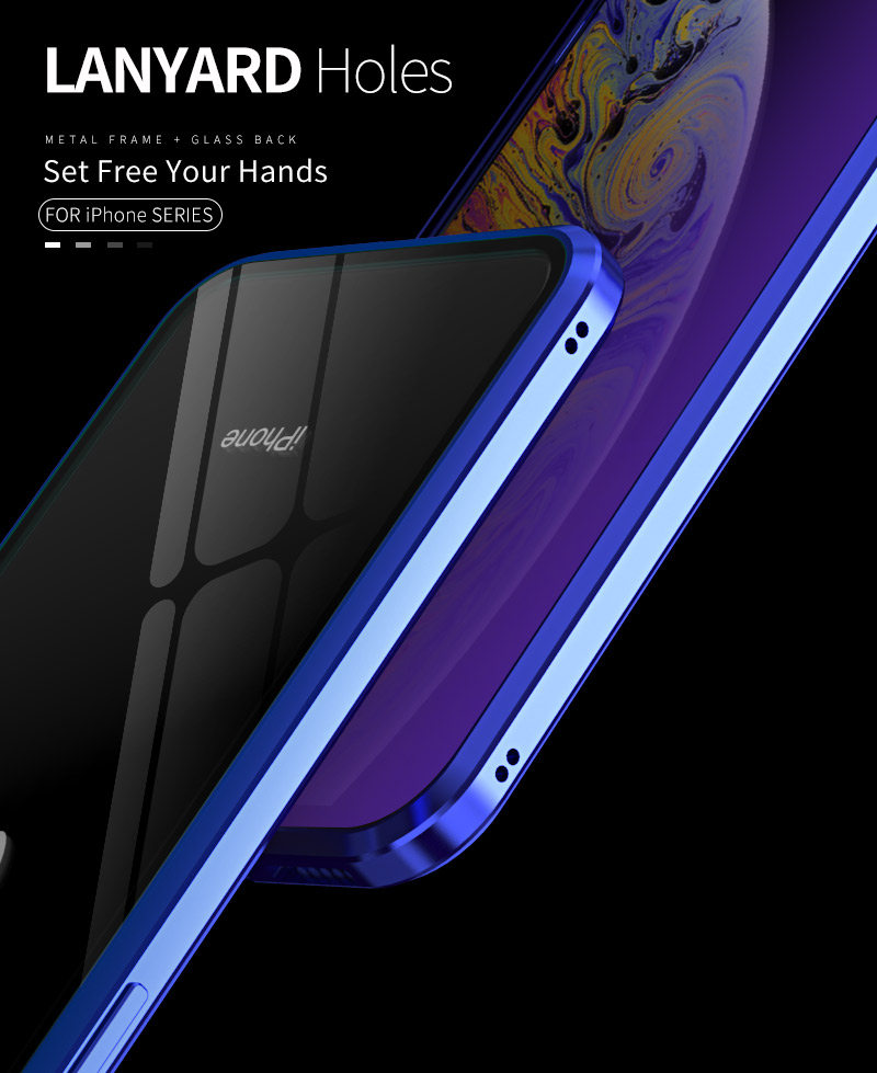 For iPhone XS Max 6.5 inch Blue Devil Series Metal Frame + Double-sided Tempered Glass Anti-blue-ray Case - Blue-16