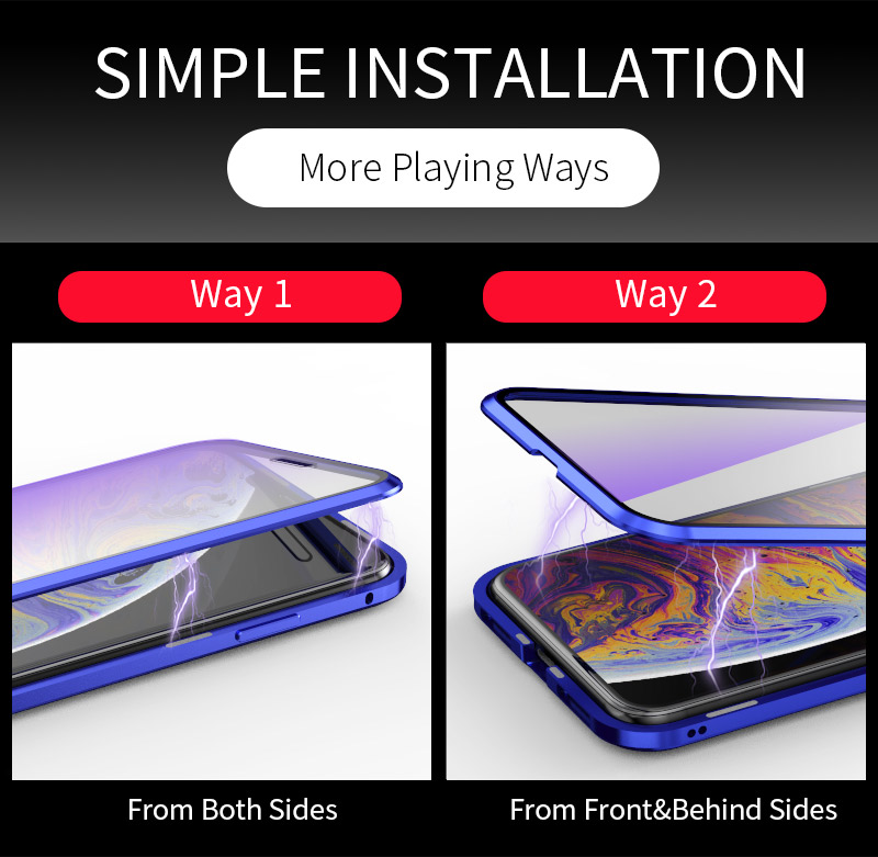 For iPhone XS Max 6.5 inch Blue Devil Series Metal Frame + Double-sided Tempered Glass Anti-blue-ray Case - Blue-18