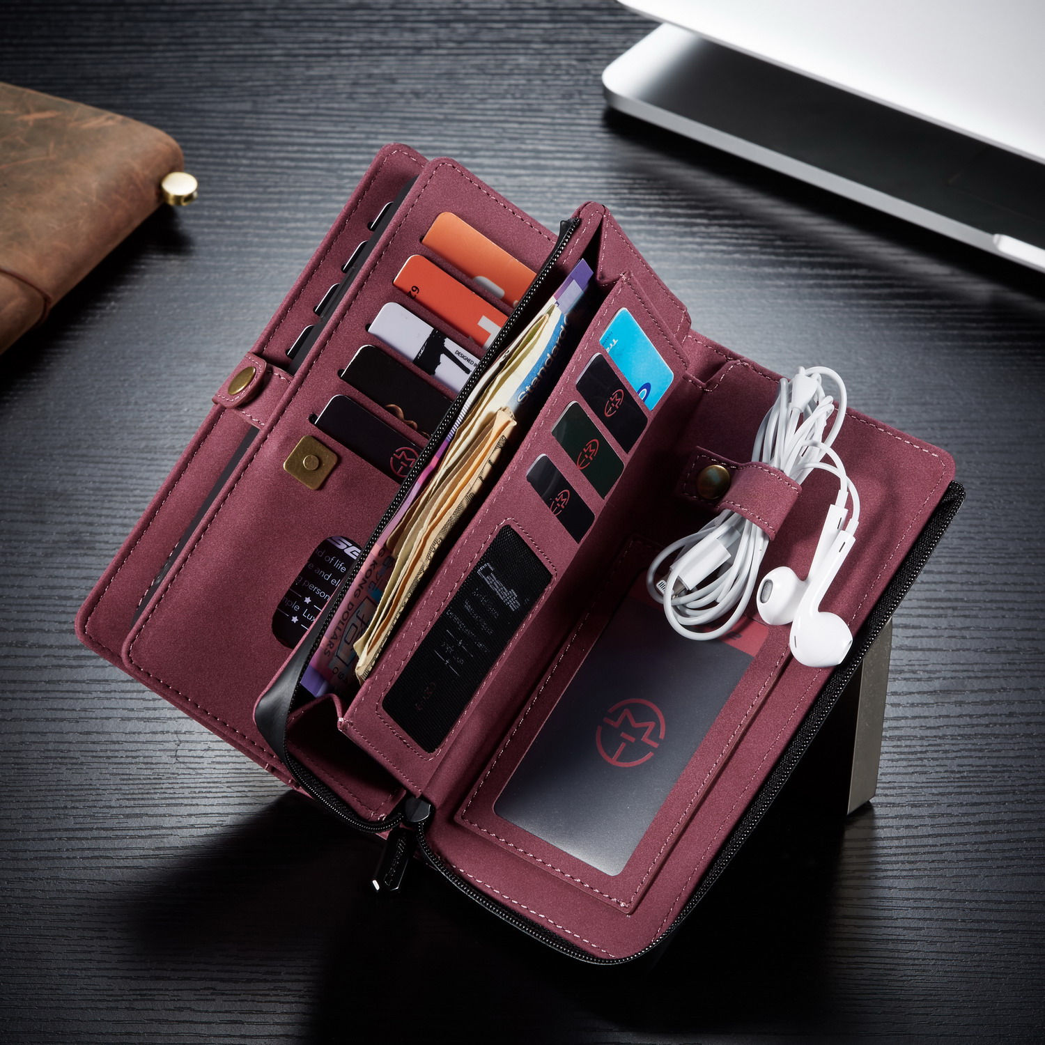 Caseme 018 Serie 2-in-1 Leder Brieftasche Mit Mehreren Kartenschlitzen Für Iphone 11 6.1 Zoll - Grün