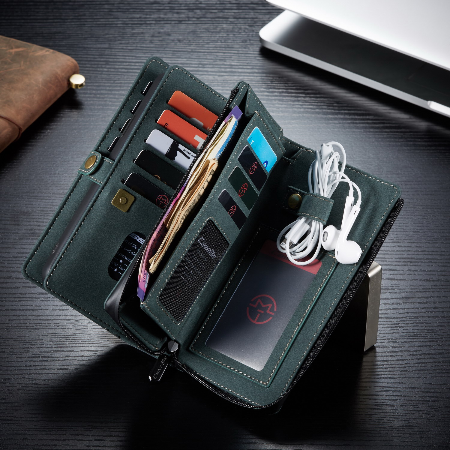 Caseme 018 Serie 2-in-1 Leder Brieftasche Mit Mehreren Kartenschlitzen Für Iphone 11 6.1 Zoll - Grün