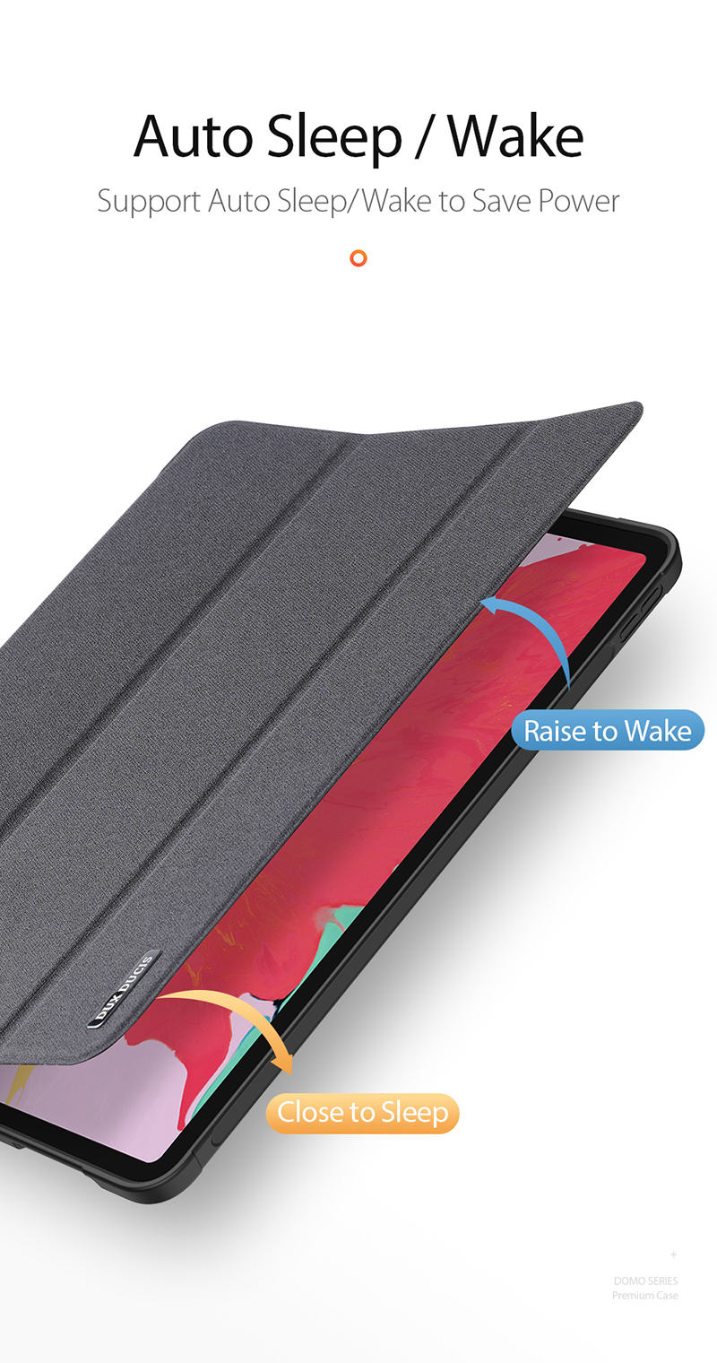 Dux Ducis Domo-serie Mikrofaserfutter Tri-fold Leder Auto Sleep /wake Tablet Cover Mit Stifthalter Für Ipad Pro 12.9 (2020) /(2018) - Schwarz