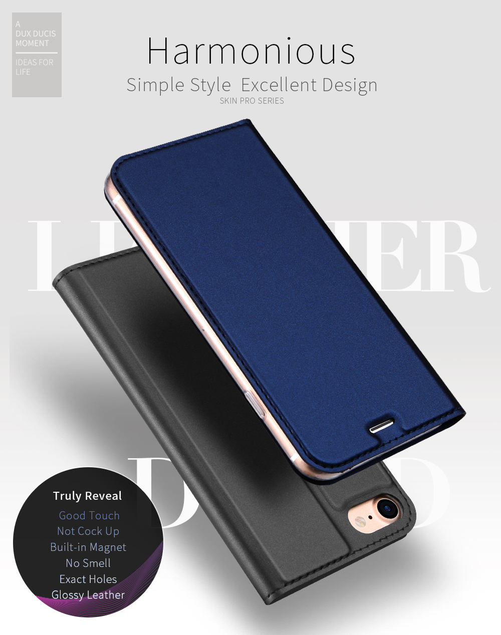 Couverture de Téléphone en Cuir PU en Cuir Dux Ducis Skin Pro Series Pour L'iphone SE (2e Génération) / SE (3e Génération) / SE (2022) - le Noir